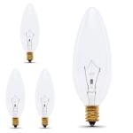 Feit Electric25-Watt B10 E12 Clear Blunt Tip Double Life Incandescent Light Bulb, Soft White 2700K 4-Pack (BP25CTC/DL/4)