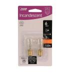 Feit Electric6-Watt Soft White (2700K) S6 Candelabra E12 Base Dimmable Incandescent Light Bulb 2-Pack (BP6S6/HDRP)