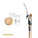 Fiskars 14 ft. Tree Pruner with 15 in. Fiberglass Pole, PowerLever Steel Saw Blade, 1-1/8 in. Cut Capacity (393981-1002)