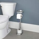 Delta Freestanding Toilet Paper Holder with Shelf and Reserve in Flat Nickel