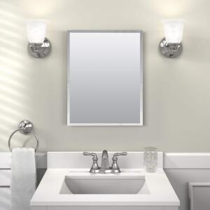 Glacier Bay 16 in. W x 20 in. H Rectangular Recessed or Surface Mount Frameless Beveled Mirror Medicine Cabinet (MP109HD)