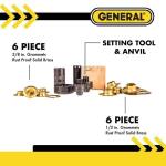 General ToolsBrass Grommet Fastening Kit with Case, Includes (6) 3/8 in. and (6) 1/2 in. Grommets