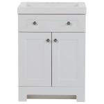 Glacier BayEverdean 25 in. W x 19 in. D x 34 in. H White Single Sink Freestanding Bath Vanity with White Cultured Marble Top