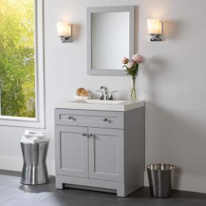 Glacier BayEverdean 31 in. W x 19 in. D x 34 in. H Pearl Gray Single Sink Bath Vanity with White Cultured Marble Top