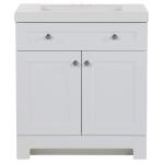 Glacier BayEverdean 31 in. W x 19 in. D x 34 in. H White Single Sink Freestanding Bath Vanity with White Cultured Marble Top