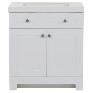 Glacier BayEverdean 31 in. W x 19 in. D x 34 in. H White Single Sink Freestanding Bath Vanity with White Cultured Marble Top