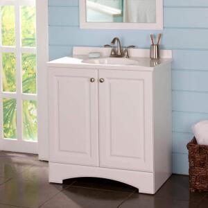 Glacier Bay Single Sink Freestanding Bath Vanity 31 in. W x 19 in. D x 35 in. H in White with White Cultured Marble Top