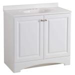 Glacier Bay37 in. W x 19 in. D x 35 in. H White Single Sink Freestanding Bath Vanity with White Cultured Marble Top