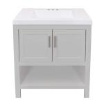 Glacier BaySpa 30.5 in. W x 18.75 in. D x 35.5 in. H Dove Gray Single Sink Bath Vanity with White Cultured Marble Top