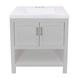 Glacier Bay Spa 30.5 in. W x 18.75 in. D x 35.5 in. H Dove Gray Single Sink Bath Vanity with White Cultured Marble Top