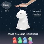 Globe Electric6.60 in. Rechargeable Tommy Dinosaur Multi-Color Changing Integrated LED Silicone Touch Activated Night Light Lamp (13099)