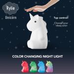 Globe Electric6.46 in. Rechargeable Rylie Unicorn Multi-Color Changing Integrated LED Silicone Touch Activated Night Light Lamp, White (13929)