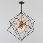 Artika Imperium 9-Light Black and Gold Sputnik Geometric Cage Chandelier for Dining Room or Kitchen (CHMP-HD2BG)