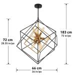 Artika Imperium 9-Light Black and Gold Sputnik Geometric Cage Chandelier for Dining Room or Kitchen (CHMP-HD2BG)