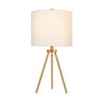 Hampton Bay 22-inch Quinby Gold Tripod Table Lamp with White Fabric Shade