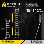 Gorilla Ladders18 ft Reach Aluminum Multi-Position Ladder with Tool Hangers, 300 lbs. Load Capacity, Type IA Duty Rating (GMPXA-18)