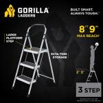 Gorilla Ladders3-Step Steel Lightweight Step Stool Ladder 225 lbs. Load Capacity Type II Duty Rating (9ft. Reach Height) (GLS-3-2)