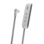 HDX15 ft. 14/3 Light Duty Indoor Braided Extension Cord with 2 USB-A and 3 Outlets, Grey/White (FSEX28)