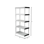 HDX5-Tier Easy Assembly Multi-purpose Plastic Garage Storage Shelving Unit in Gray (36 in. W x 72 in. H x 18 in. D) (127932)