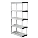 HDX5-Tier Easy Assembly Multi-purpose Plastic Garage Storage Shelving Unit in Gray (36 in. W x 72 in. H x 18 in. D) (127932)