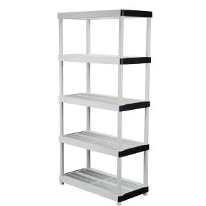 HDX5-Tier Easy Assembly Multi-purpose Plastic Garage Storage Shelving Unit in Gray (36 in. W x 72 in. H x 18 in. D) (127932)