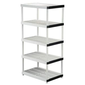 HDX5-Tier Easy Assembly Multi-purpose Plastic Garage Storage Shelving Unit in Gray (36 in. W x 72 in. H x 24 in. D) (128974)