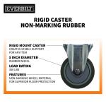 Everbilt 5 in. Rigid Plate Caster with Gray Rubber Like TPR and 350 lb. Load Rating (4033545EB)