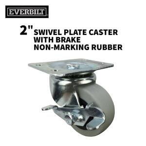 Everbilt 2 in. Swivel Plate Caster with Locking Brake, Gray Rubber Like TPR and Steel, 90 lb. Load Rating (4035245EB)