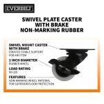 Everbilt 2 in. Rigid Plate Caster with Gray Rubber-Like TPR, Steel, 90 lbs. Load Rating(4033245EB)