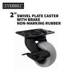 Everbilt 2 in. Rigid Plate Caster with Gray Rubber-Like TPR, Steel, 90 lbs. Load Rating(4033245EB)