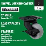 Everbilt 2 in. Rigid Plate Caster with Gray Rubber-Like TPR, Steel, 90 lbs. Load Rating(4033245EB)