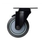 Everbilt 4 in. Swivel Plate Caster with Locking Brake, Gray Rubber-Like TPR, Black Steel, 250 lb. Load Rating (4334324EB)