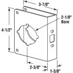 Prime-Line1-3/8 in. x 4-1/2 in. Thick Stainless Steel Lock and Door Reinforcer, 2-1/8 in. Single Bore, 2-3/8 in. Backset (U 9589)