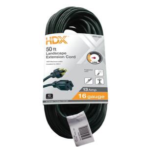 HDX50 ft. 16/3 Light Duty Indoor/Outdoor Landscape Extension Cord, Green (HD#809-543)