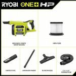 RYOBIONE+ HP 18V Brushless Cordless Jobsite Hand Vacuum (Tool Only) (PBLHV701B)