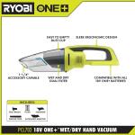 RYOBIONE+ 18V Cordless Wet/Dry Hand Vacuum (Tool Only) (PCL702B)