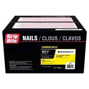 Grip-Rite6 in. x 2-Gauge 60-penny Bright Steel Smooth Shank Common Nails 50 lb. Box (60C)