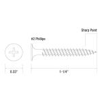 Grip-Rite#6 x 1-1/4 in. #2 Phillips Bugle Head Fine Thread Drywall Screws 1 lb. Box (114DWS1)