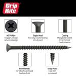 Grip-Rite#6 x 1-1/4 in. #2 Phillips Bugle Head Fine Thread Drywall Screws 1 lb. Box (114DWS1)