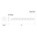 Grip-Rite#6 x 2 in. #2 Phillips Bugle Head Coarse Thread Sharp Point Drywall Screws 1 lb. Box (2CDWS1)