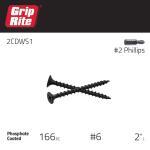 Grip-Rite#6 x 2 in. #2 Phillips Bugle Head Coarse Thread Sharp Point Drywall Screws 1 lb. Box (2CDWS1)