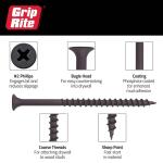 Grip-Rite#6 x 2 in. #2 Phillips Bugle Head Coarse Thread Sharp Point Drywall Screws 1 lb. Box (2CDWS1)