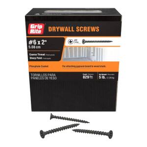 Grip-Rite#6 x 2 in. #2 Phillips Bugle Head Coarse Thread Drywall Screws 5 lb. Box (2CDWS5)