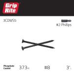 Grip-Rite#8 x 3 in. #2 Phillips Bugle Head Coarse Thread Drywall Screws 5 lb. Box (3CDWS5)