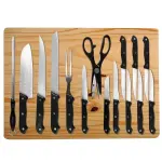 Lexi Home Black 16-Piece Cutlery Set with Jumbo Cutting Board