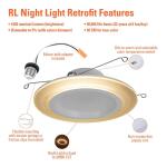 HALO5/6 in. 10.9-Watt RL Night Light Recessed LED Retrofit Module, 1000-Lumens, Selectable CCT, D2W (RLNL56109FSD2W1EWH)