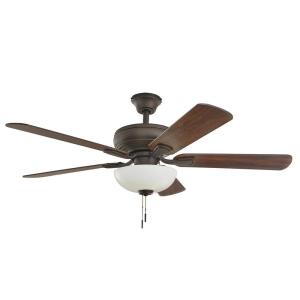 Hampton BayRothley II 52 in. Indoor LED Bronze Ceiling Fan with Light Kit, Downrod, Reversible Motor and Reversible Blades (52051)