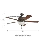 Hampton BayRothley II 52 in. Indoor LED Bronze Ceiling Fan with Light Kit, Downrod, Reversible Motor and Reversible Blades (52051)