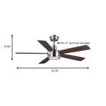 Hampton Bay Fanelee 54 in. White Color Changing LED Brushed Nickel Smart Ceiling Fan 52133