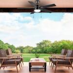 Hampton Bay52 in. Corwin Indoor/Outdoor Matte Black LED Ceiling Fan with Light Kit (56051)